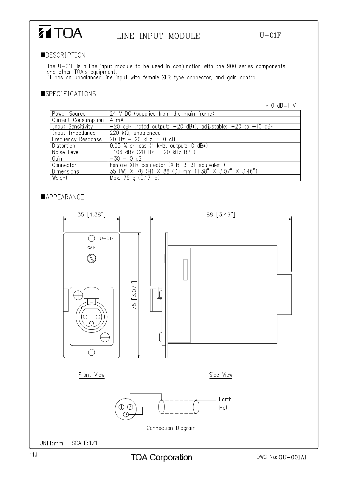 TOA U-01F User Manual