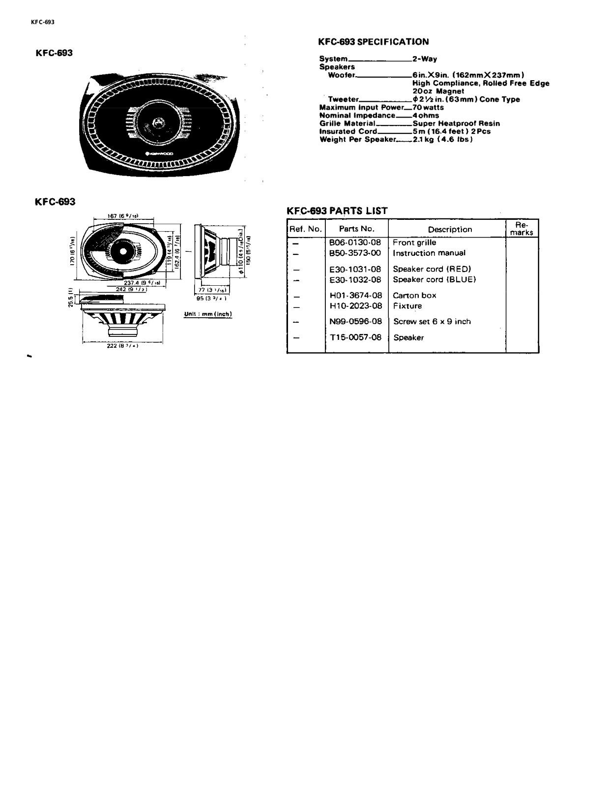 Kenwood KFC-693 Service Manual