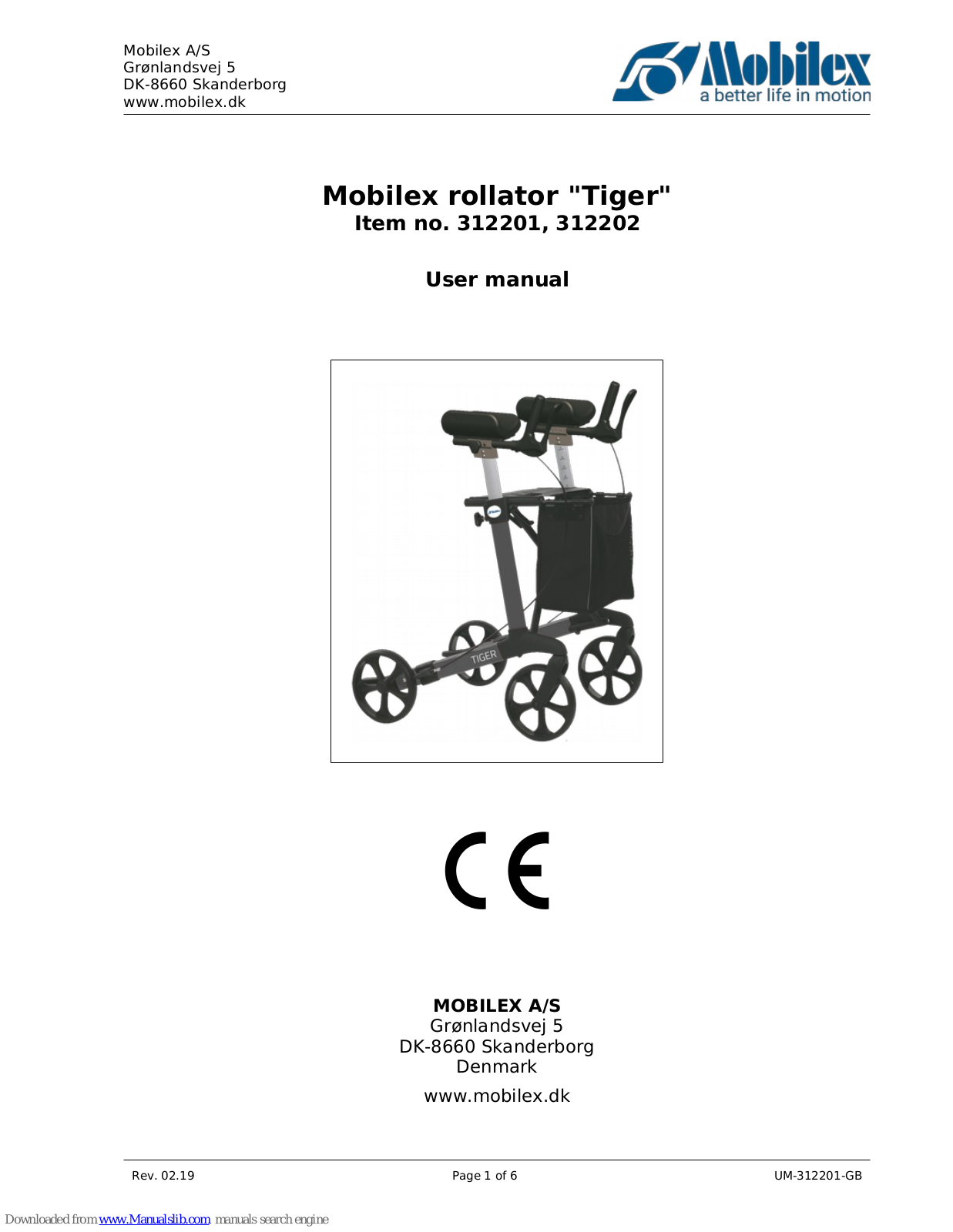 Mobilex Tiger, Tiger With rotatable armrests, 312201, 312202 User Manual