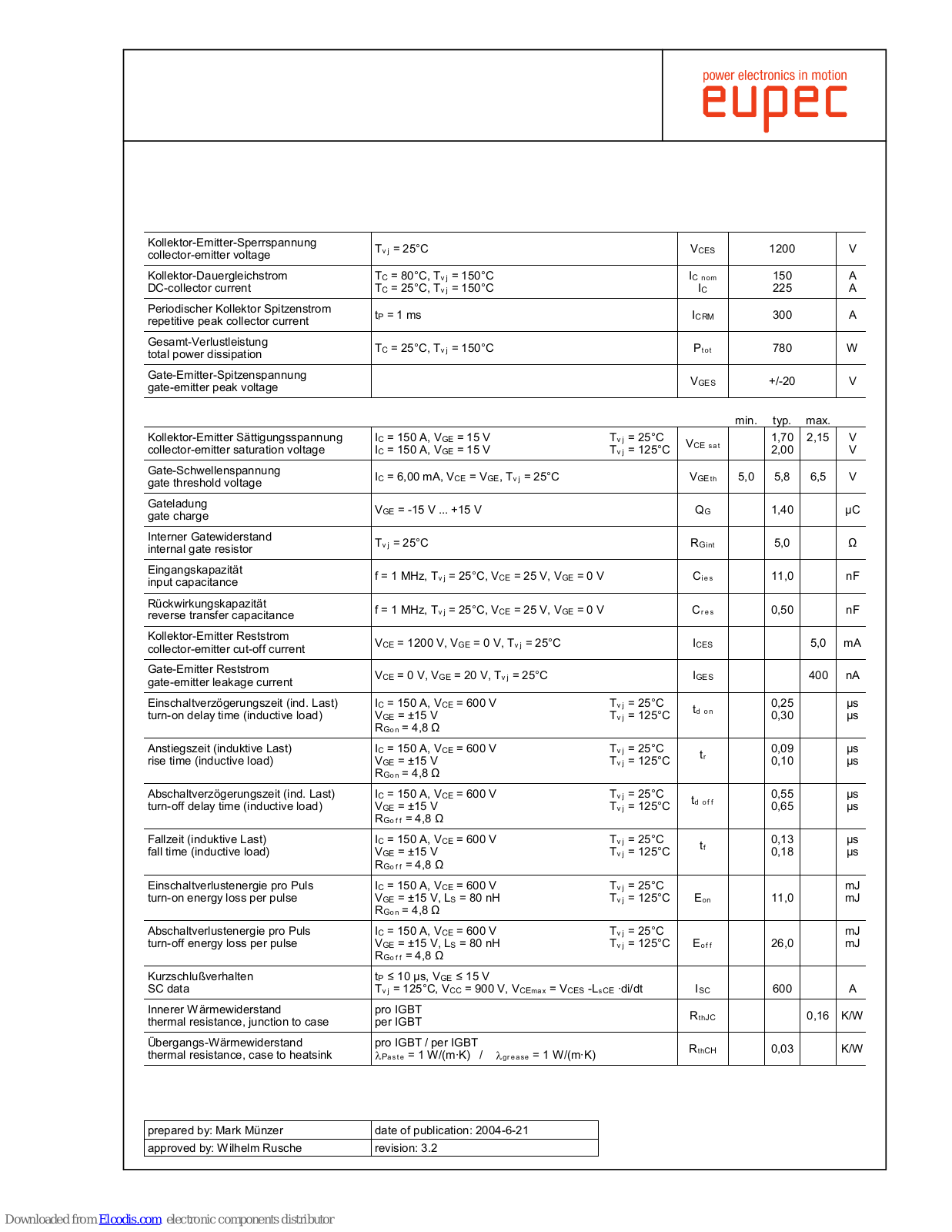 Infineon FF150R12KE3-B8 Data Sheet