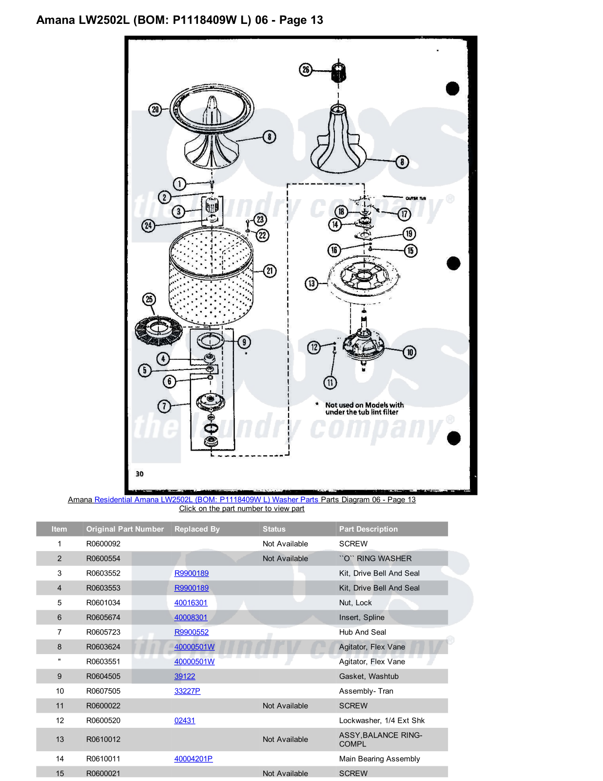 Amana LW2502L Parts Diagram