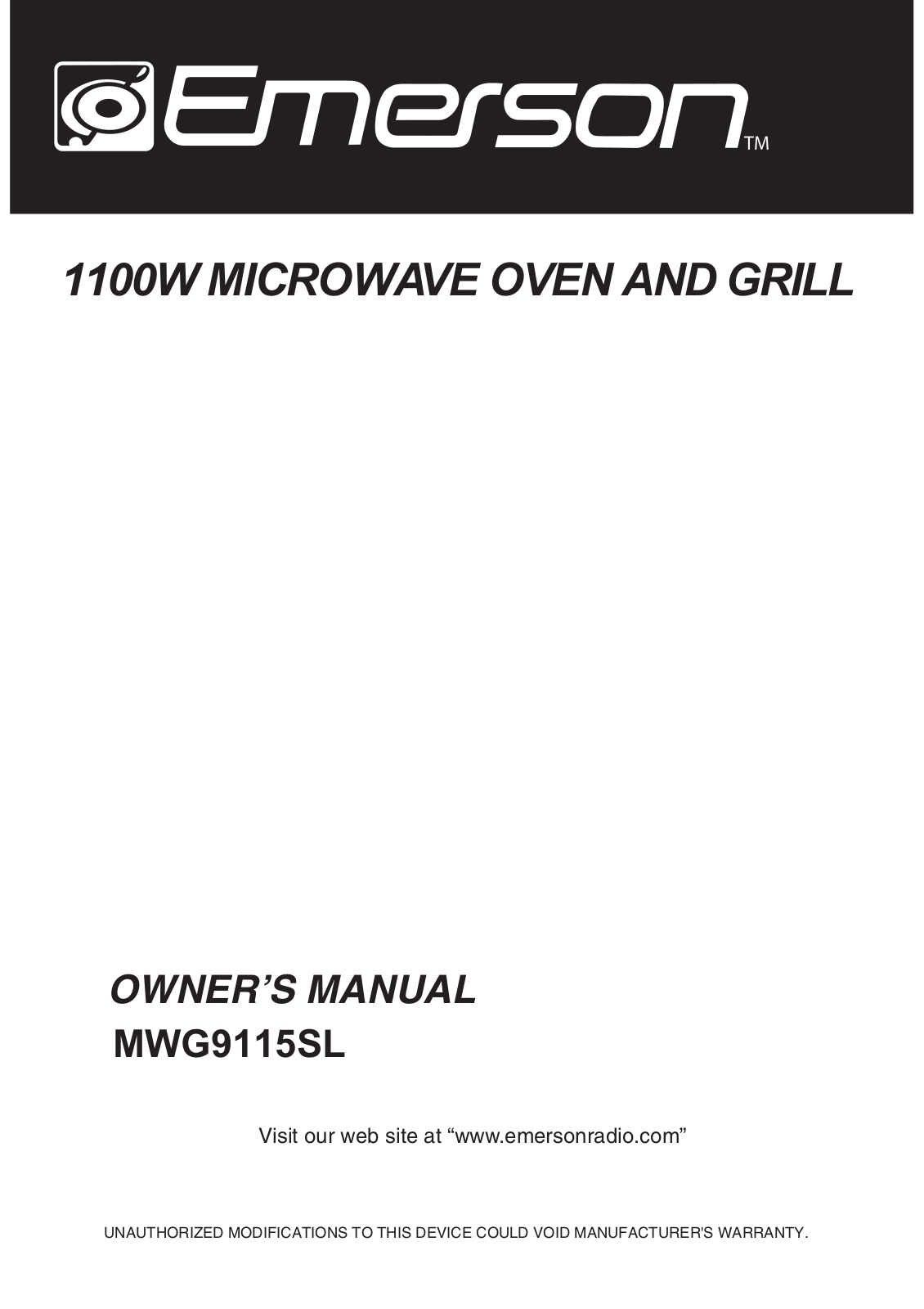 Emerson 1100W, MWG9115SL User Manual