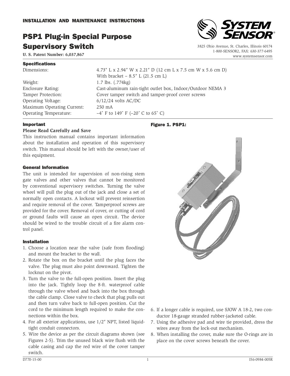 System Sensor PSP1 User Manual