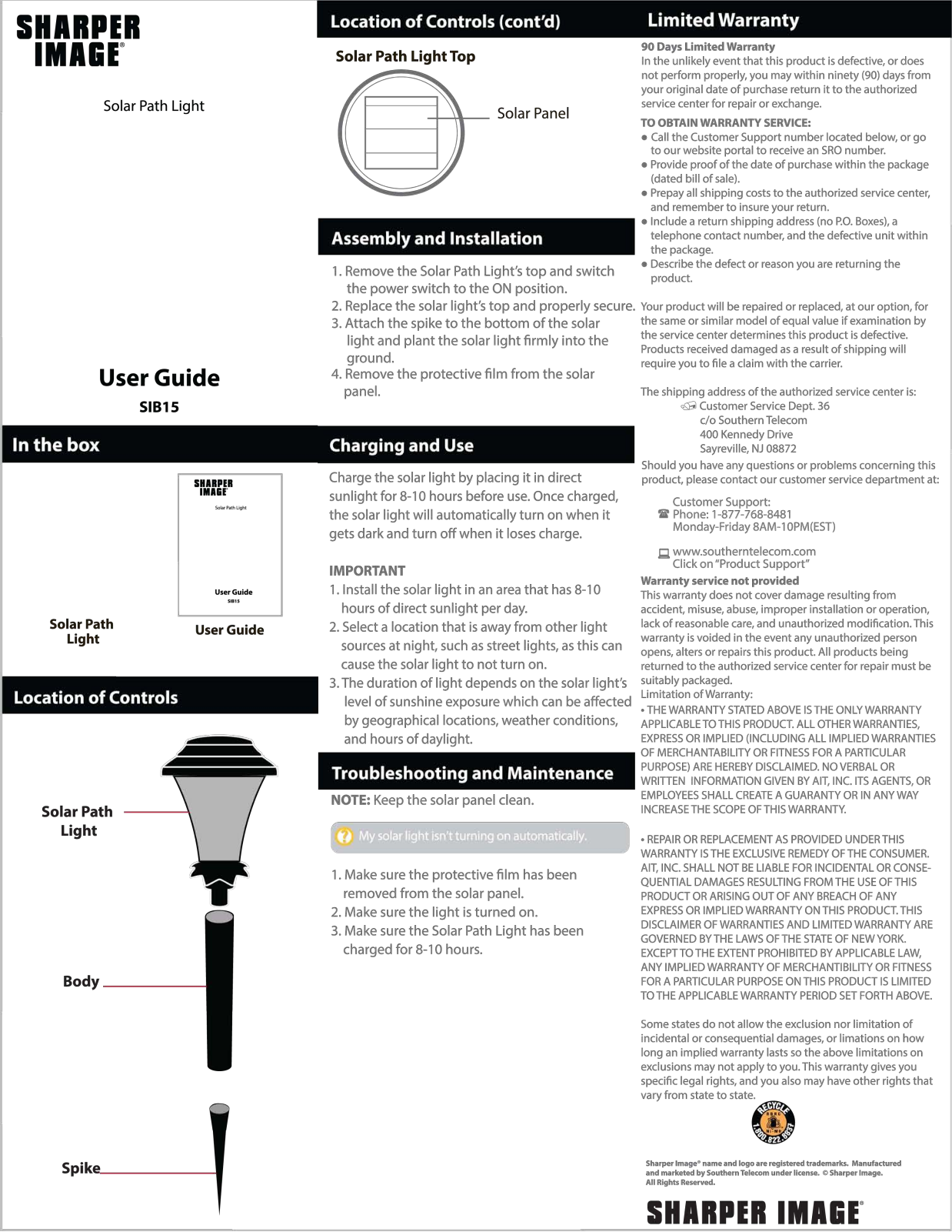 Sharper image SIB15 User Manual