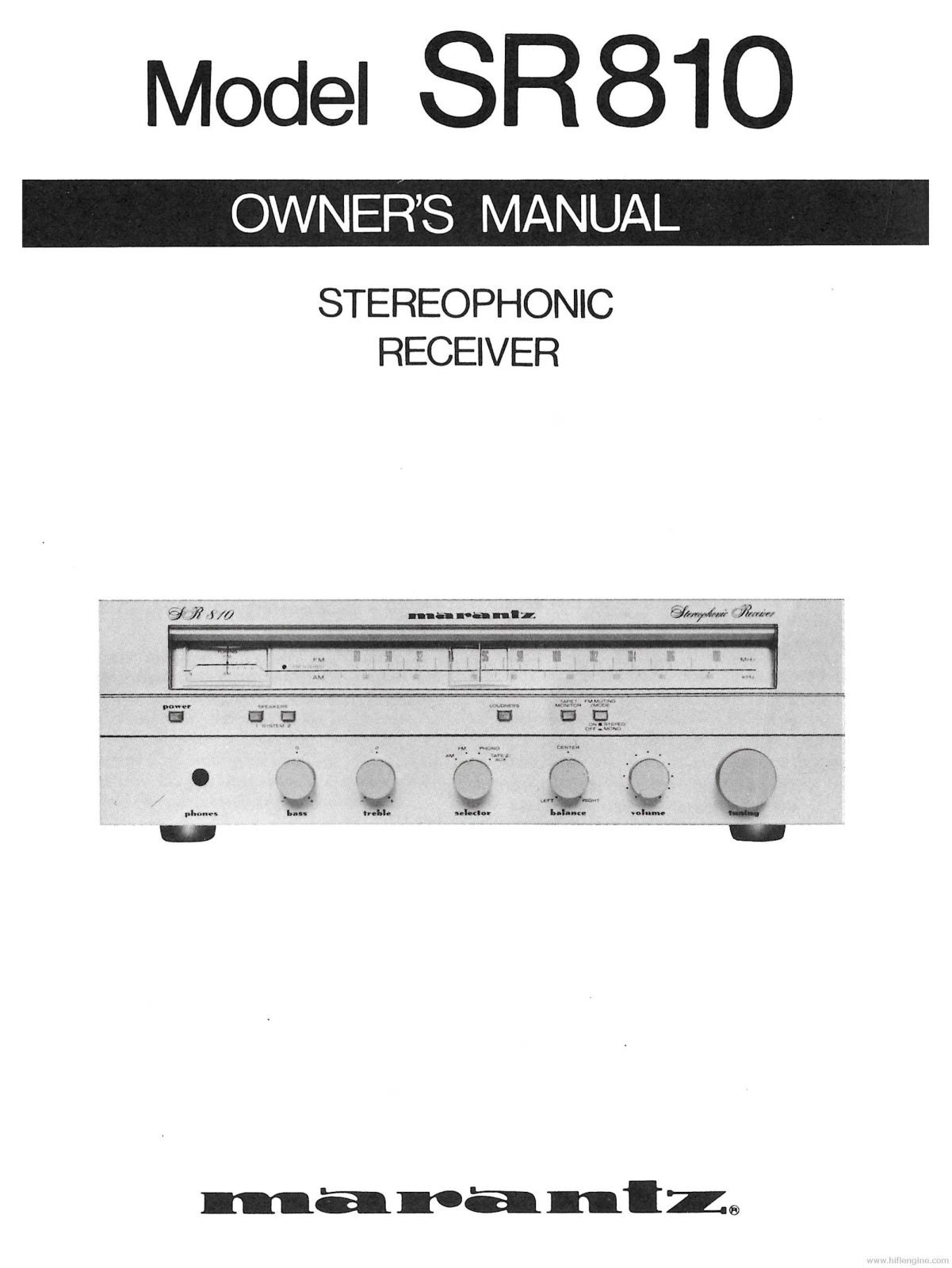 Marantz SR810 Owners Manual