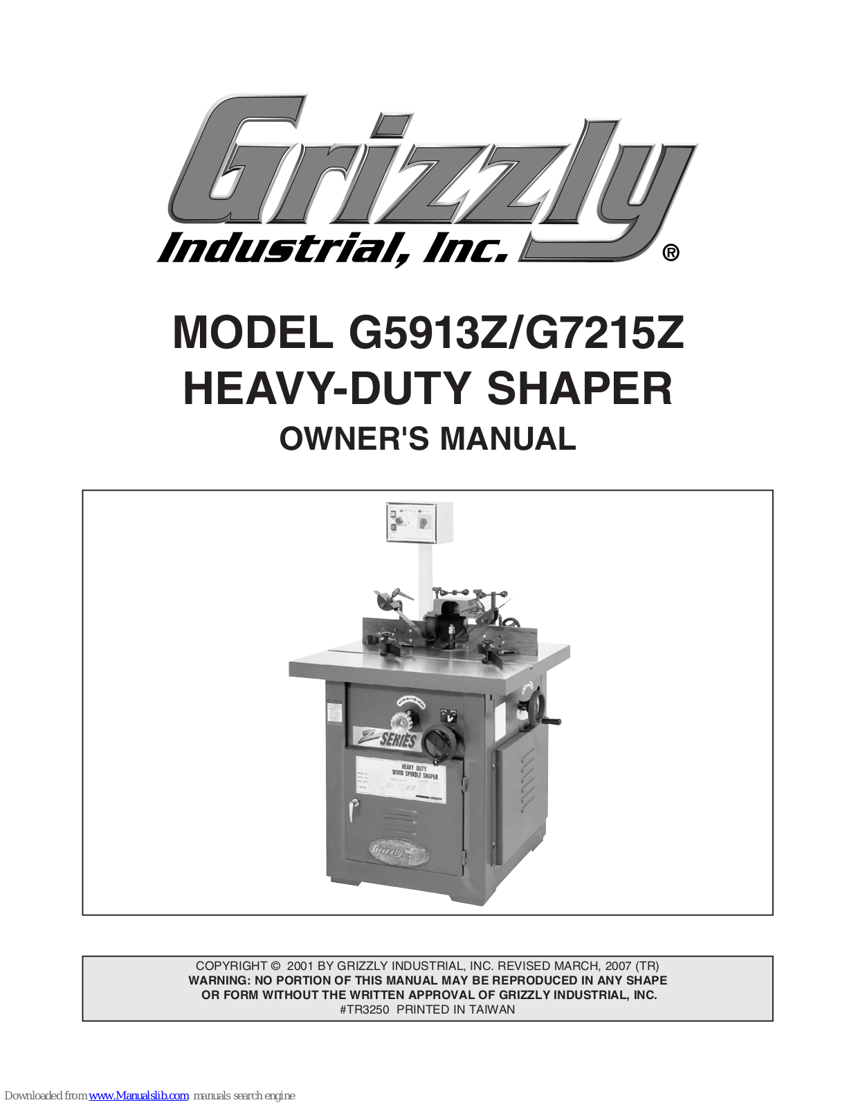 Grizzly G5913Z, G7215Z Owner's Manual