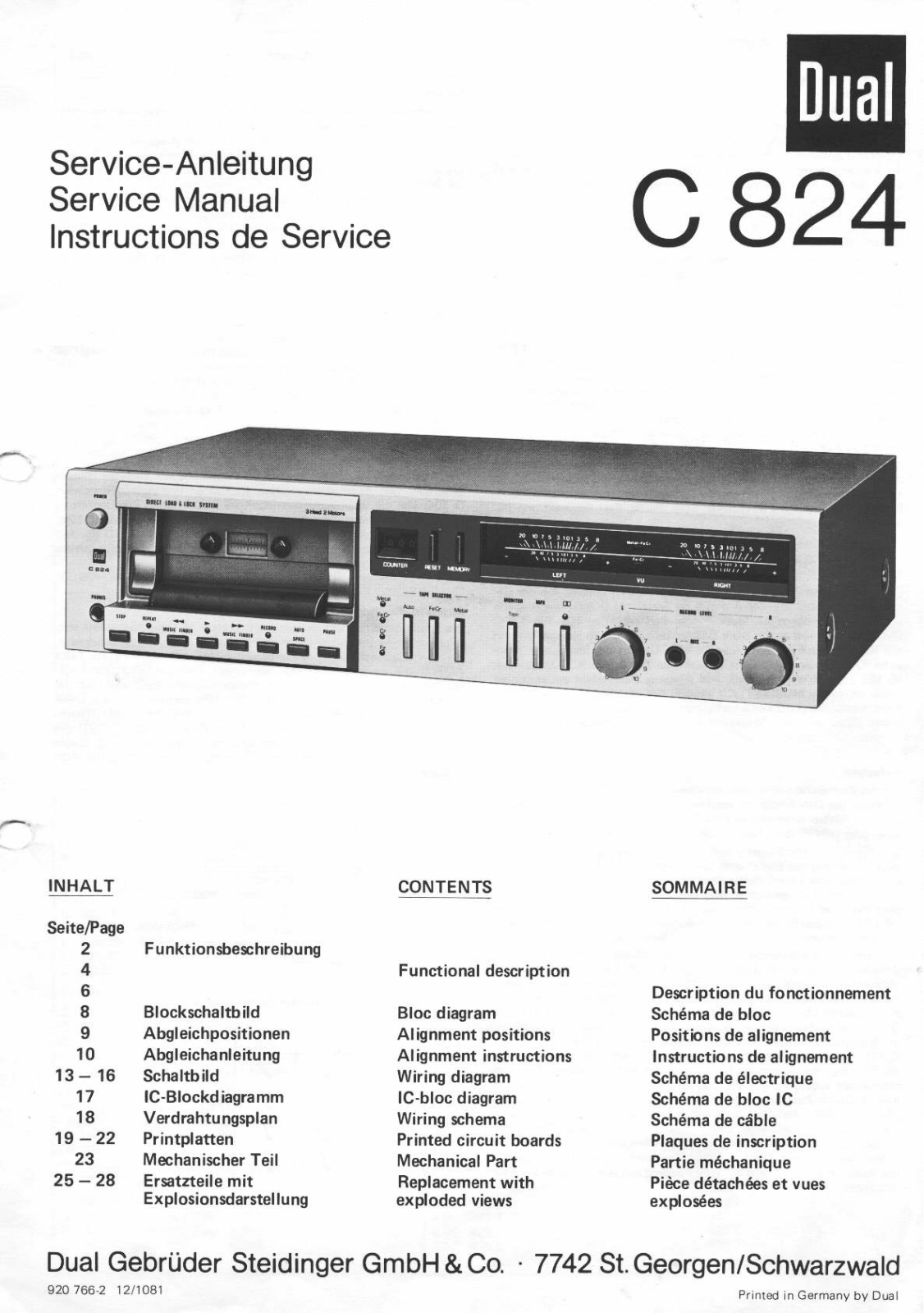 Dual C-824 Service manual