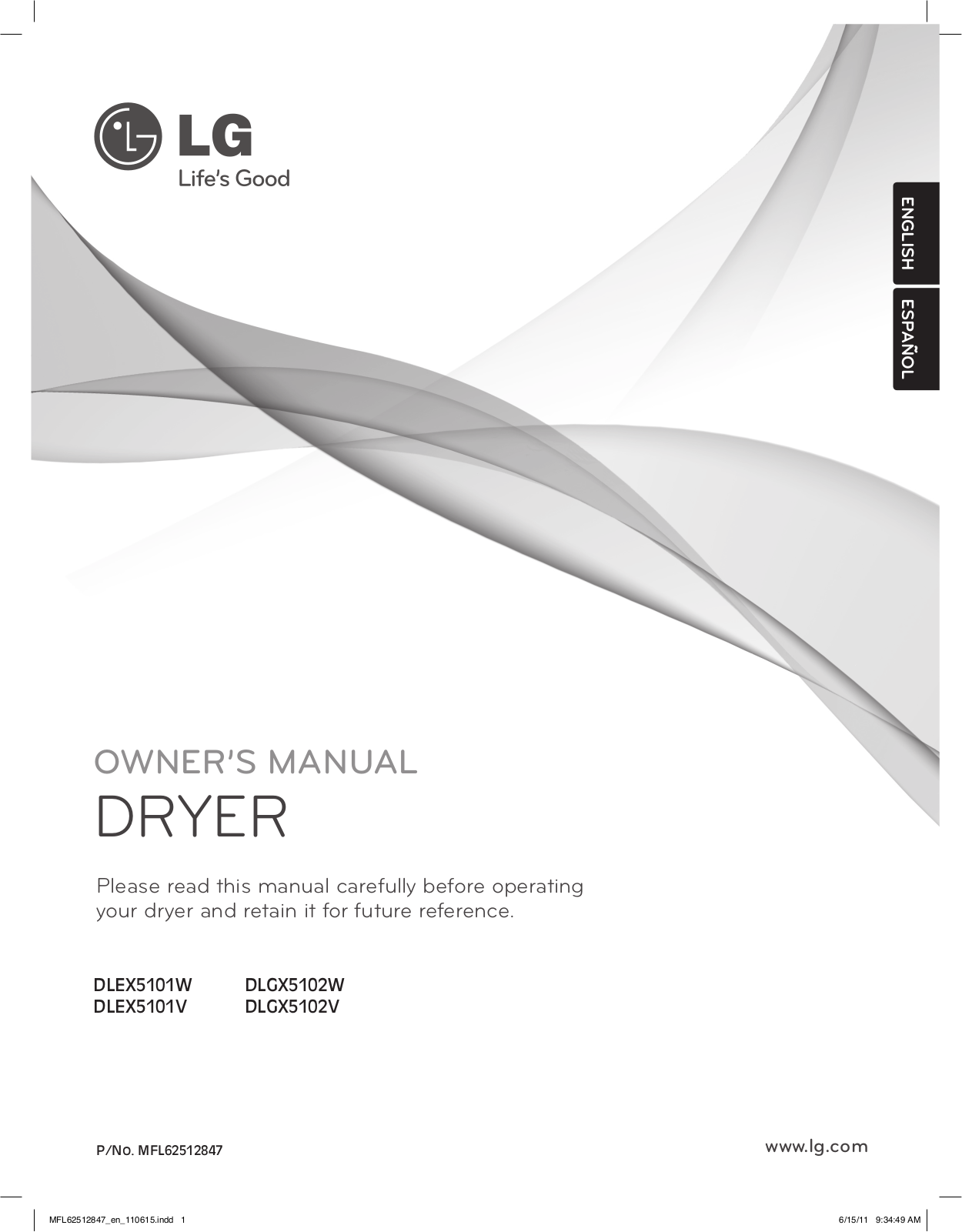 LG DLEX5101V Owner's Manual