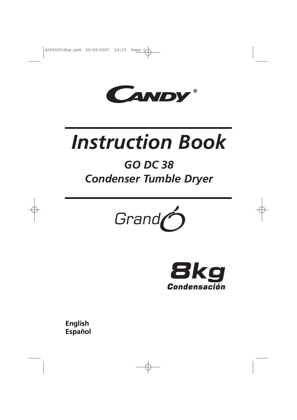 Candy GO DC 38G, GO DC 38 Manual