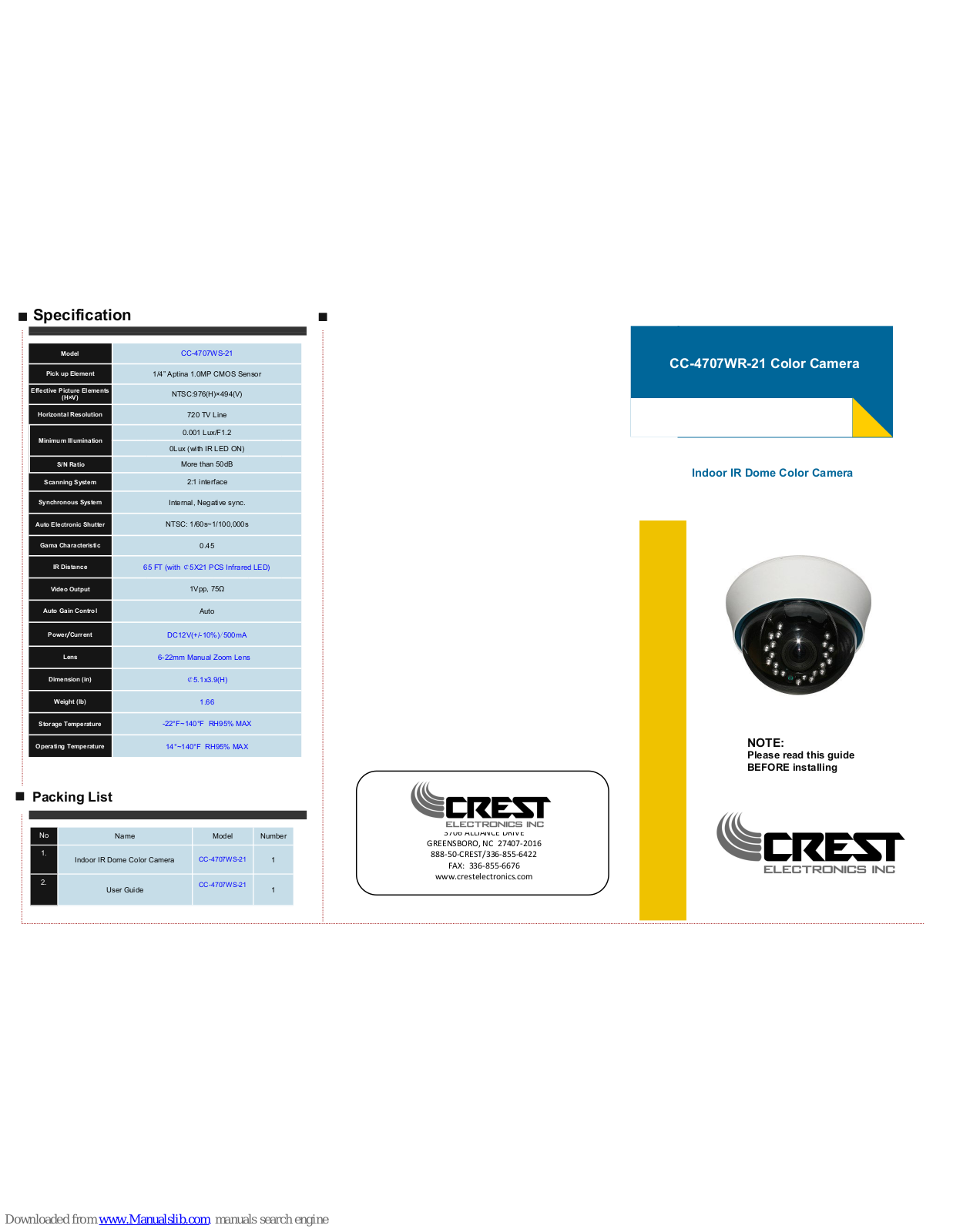 Crest Audio CC-4707WS-21 User Manual