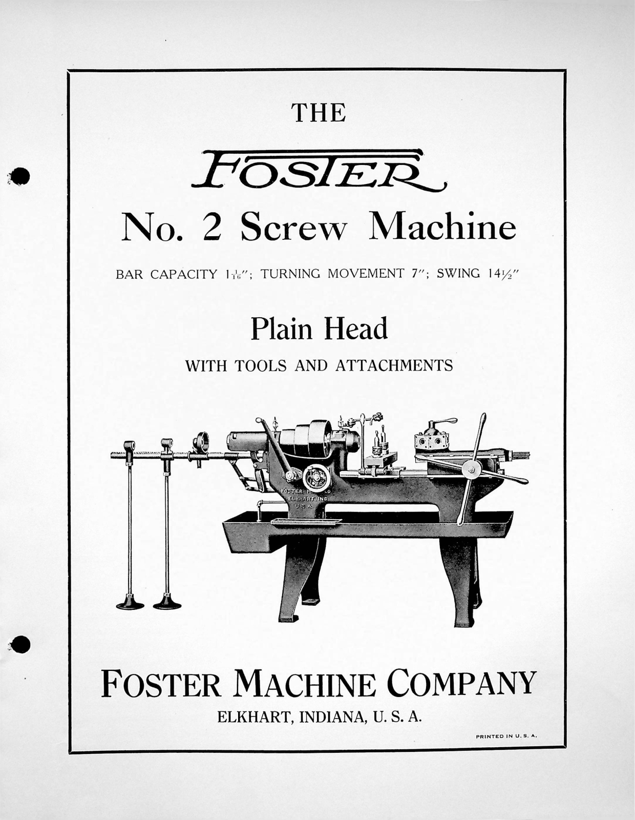 Foster Machine No. 2 Screw Machine, Plain Head Screw Machine - ManualMachine.com
