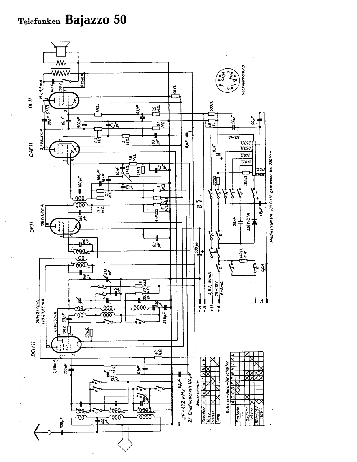 Telefunken Bajazzo 50 Cirquit Diagram