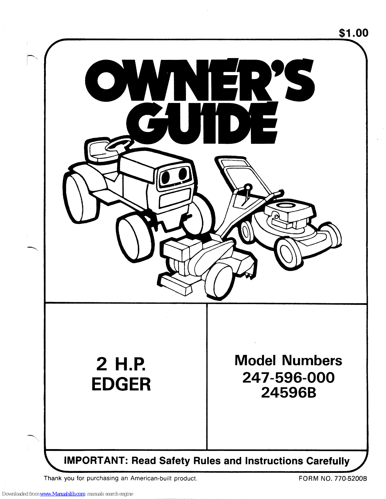 MTD 24596B, 247-596-000 Owner's Manual