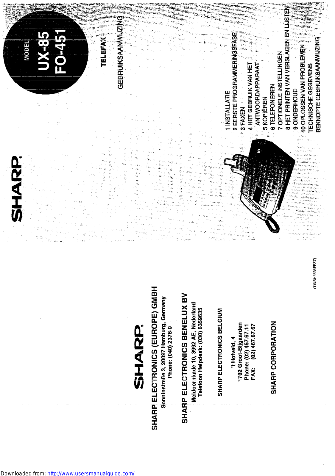 SHARP UX-85/FO-451 User Manual