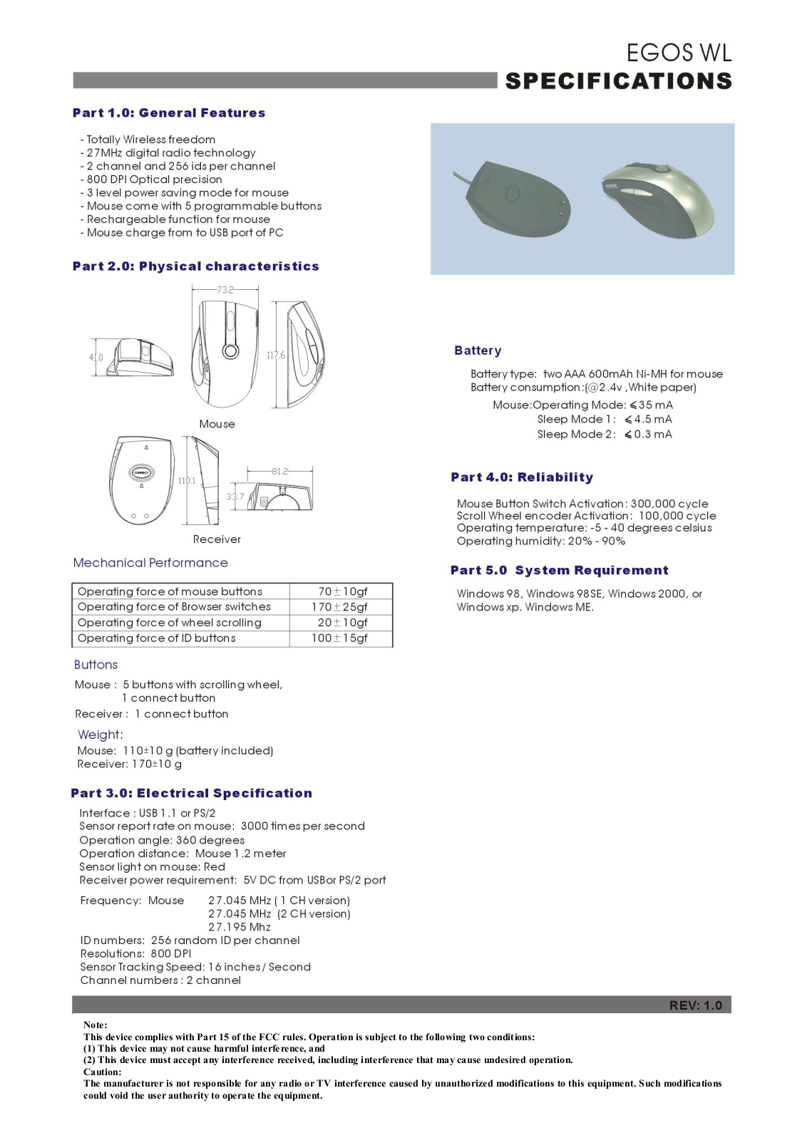 NORTEK EGOSWL Users Manual