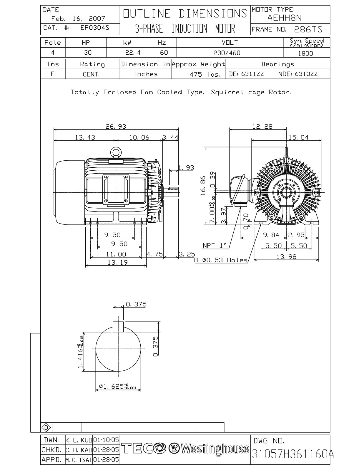 Teco EP0304S Reference Drawing