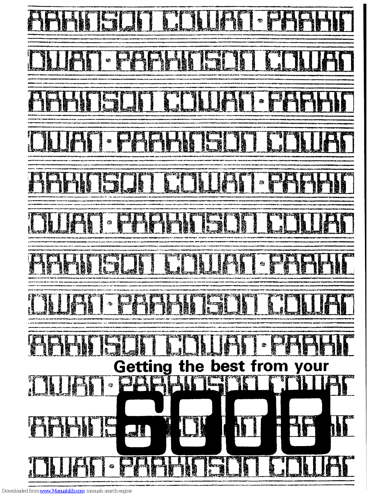 Parkinson Cowan 6000 User Manual