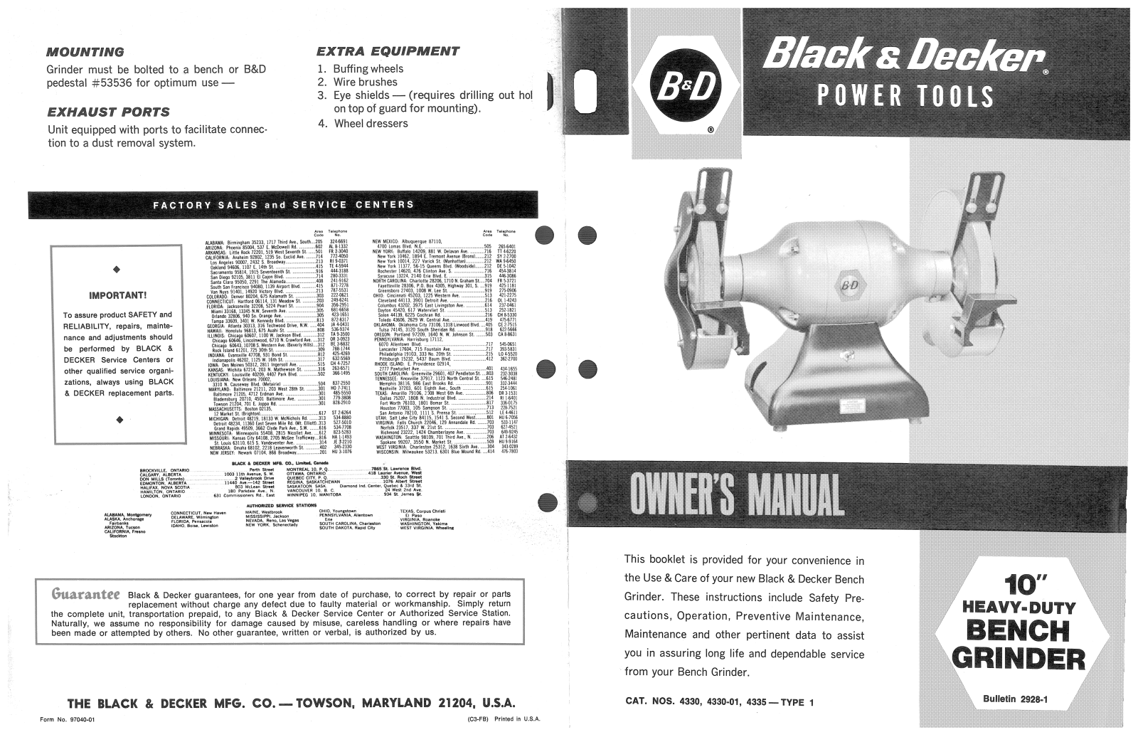 Black & Decker 4330-01, 2928-1, 4330 User Manual