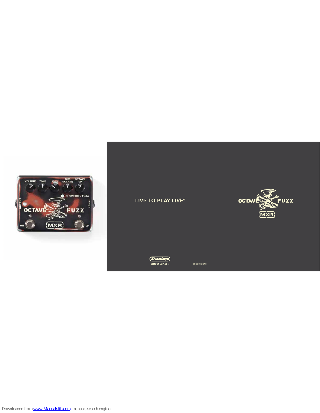 mxr SF01 Slash Octave Fuzz User Manual