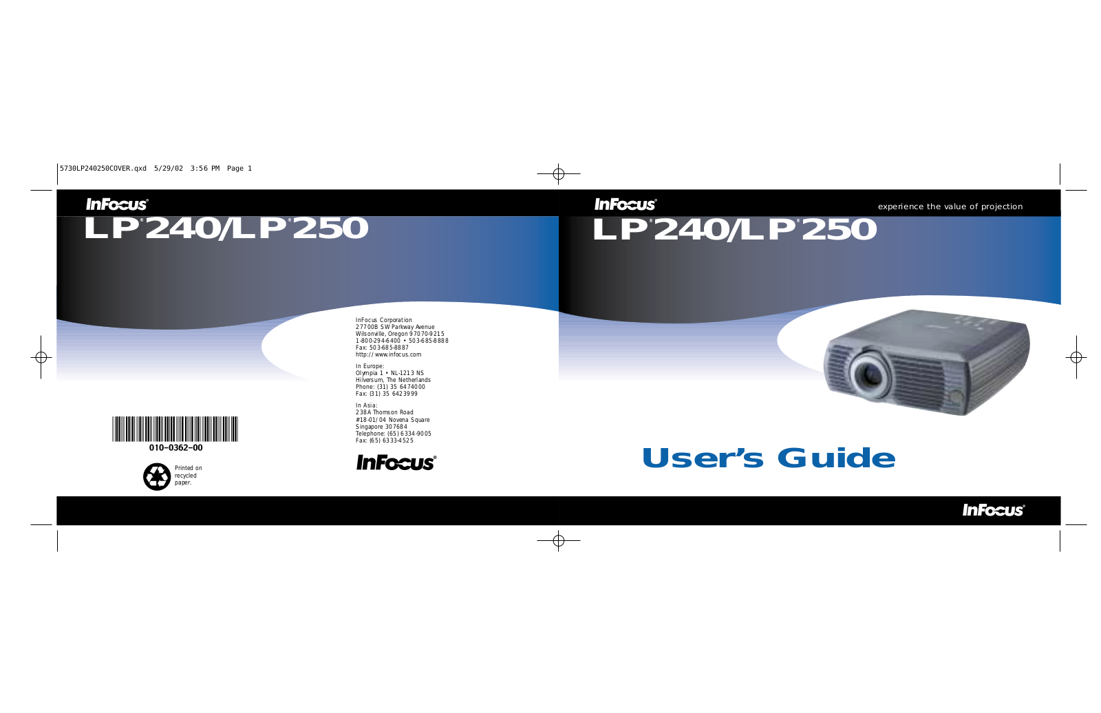 InFocus LP 240, LP 250 User Manual