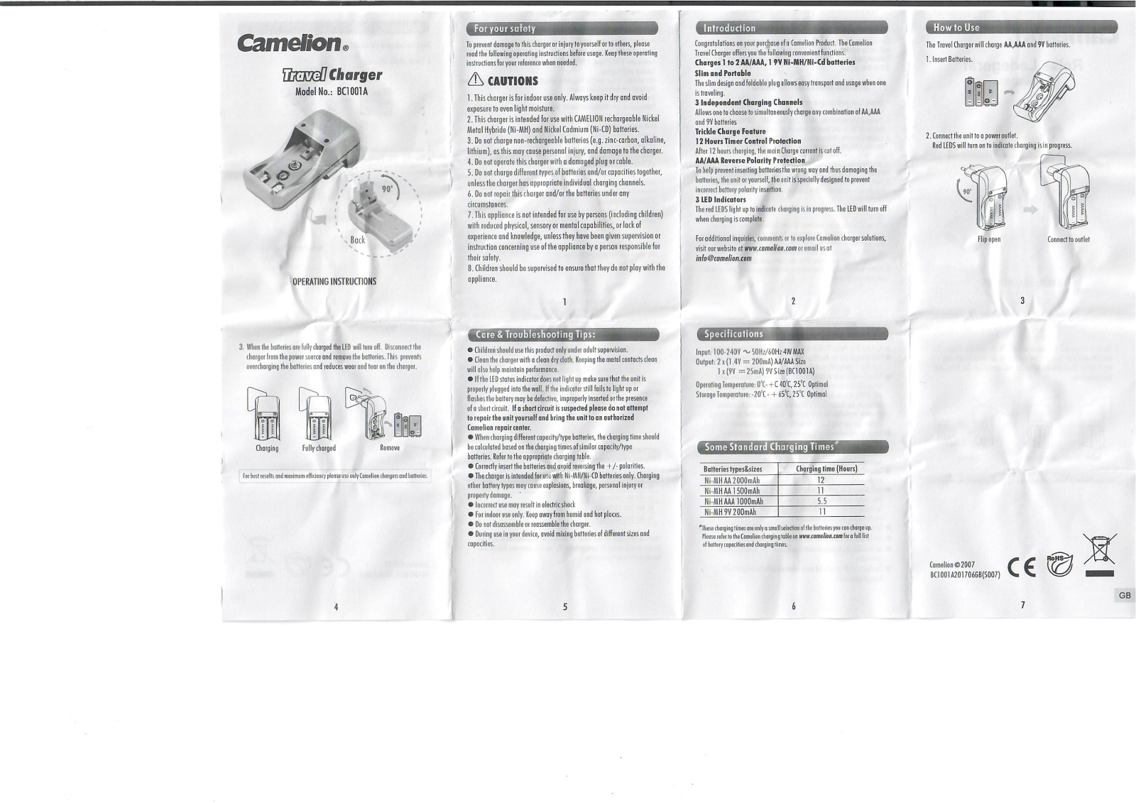 Camelion BC1001A User manual