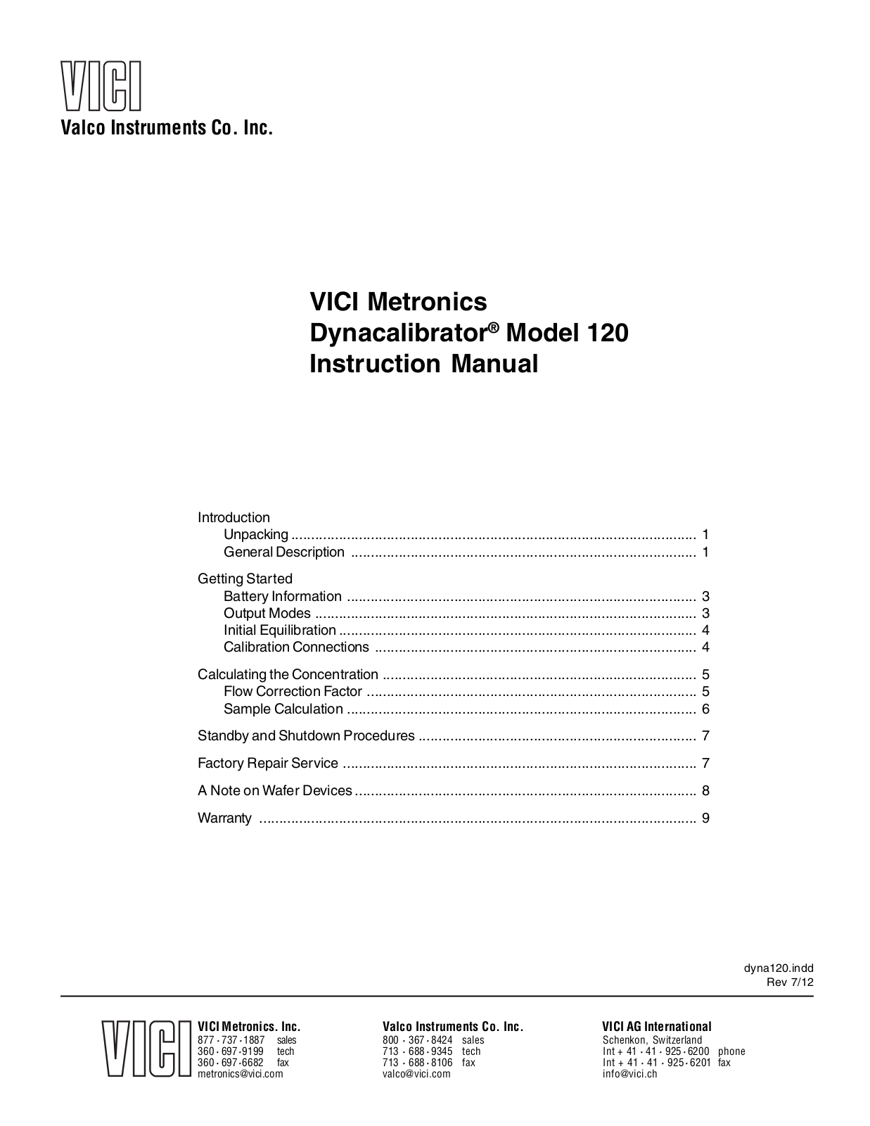 VICI 120 User Manual