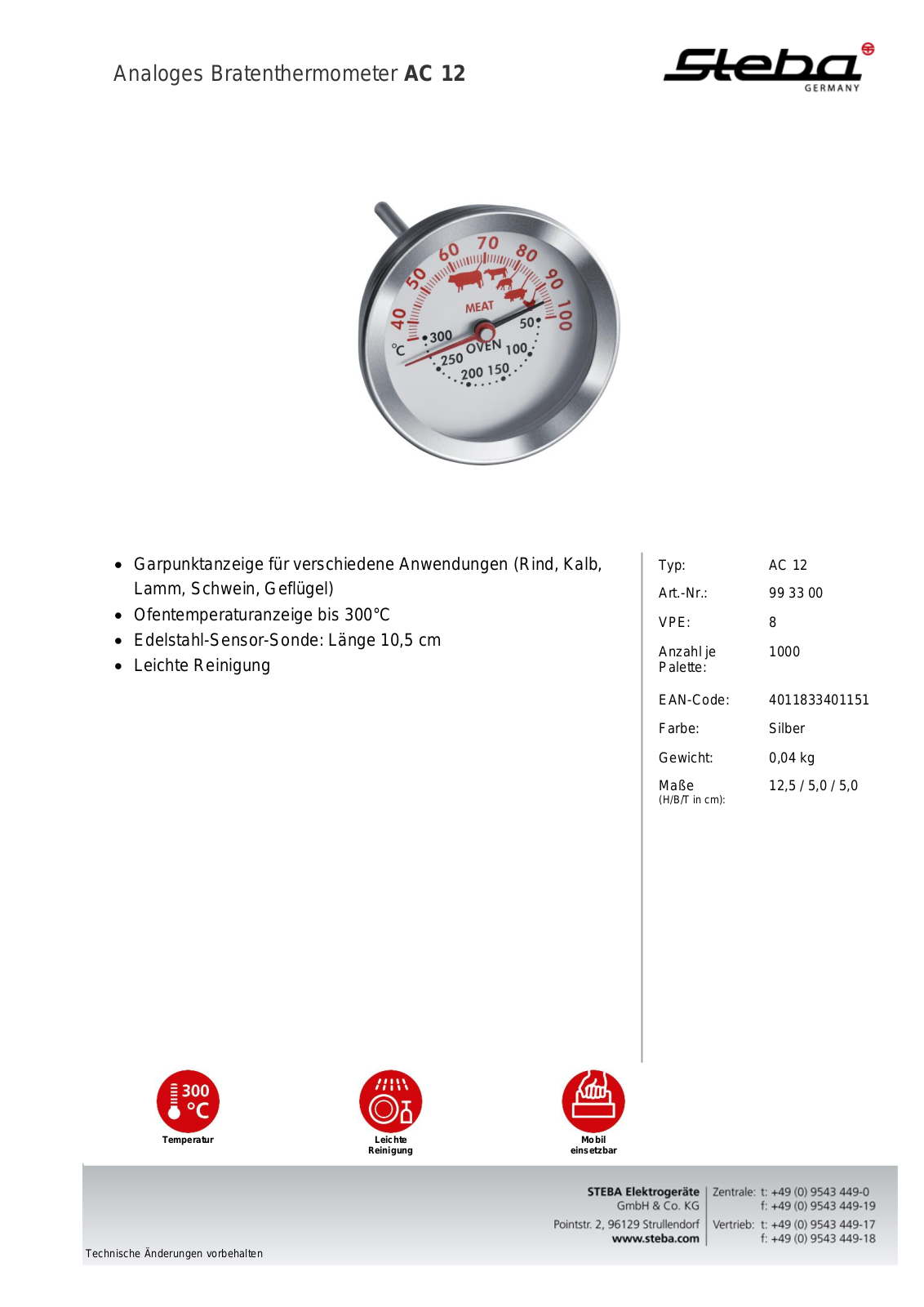 Steba AC 12 Technical data