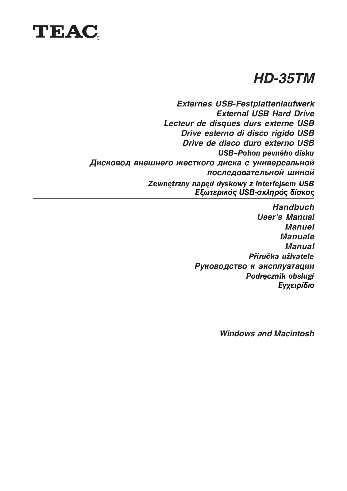 Teac HD-35TM User Manual