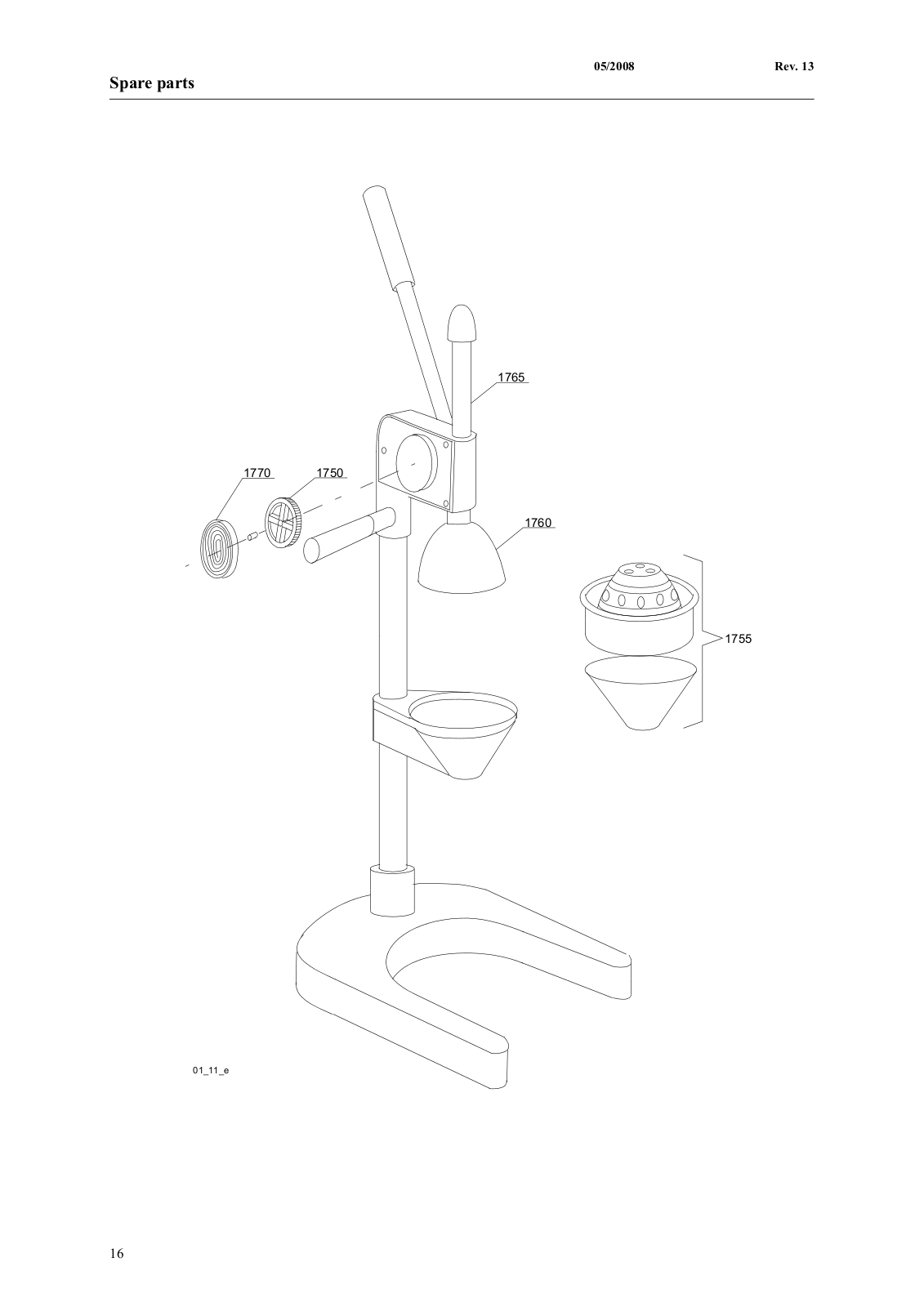 Omcan Food Machinery JCM4 Parts List