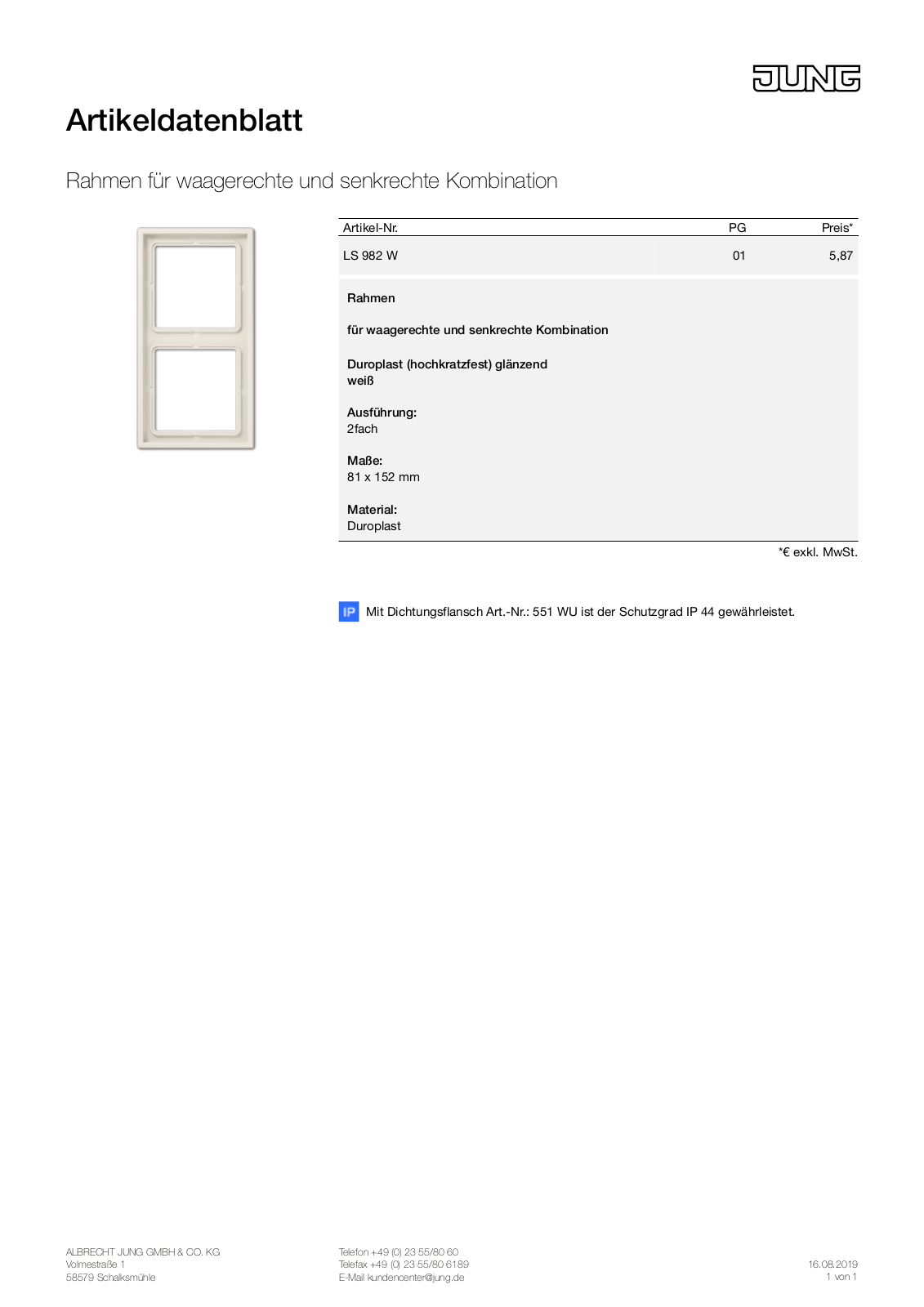 Jung LS 982W User Manual