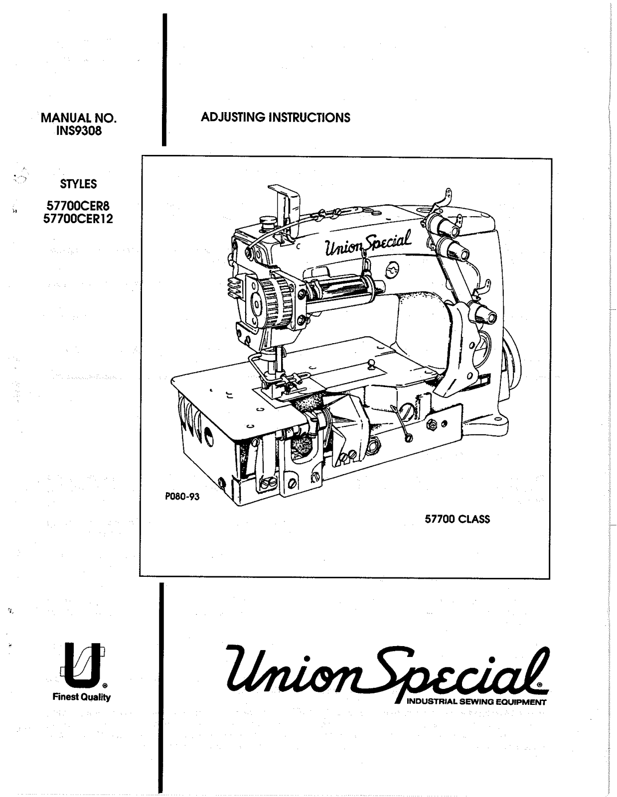 Union Special 57700CER12, 57700CER8 Parts List