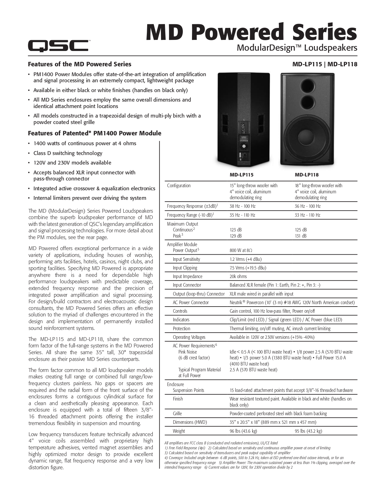 QSC Audio MD-LP115 User Manual