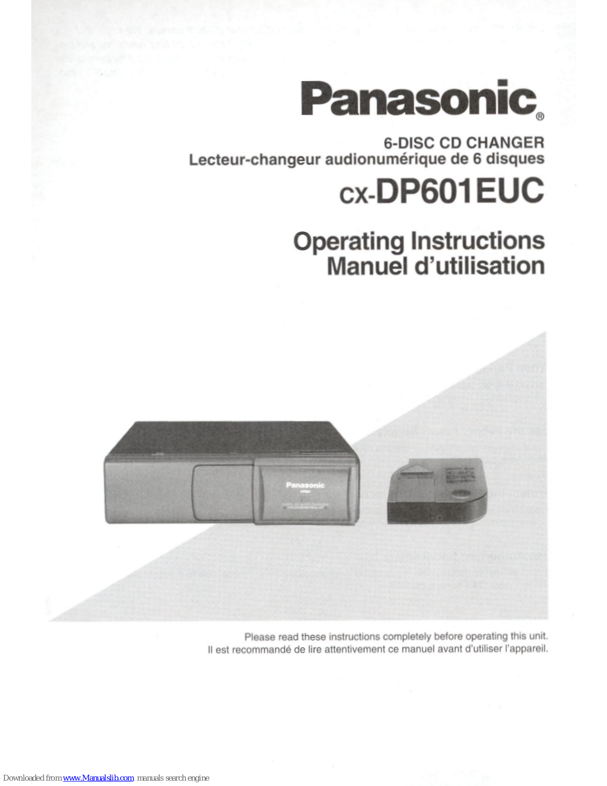 Panasonic CX-DP601, CX-DP601EUC Operating Manual