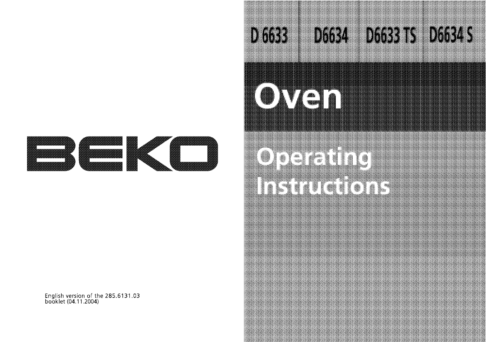 Beko D 6633, D 6633 TS, D 6634 TS, D 6634 User Manual