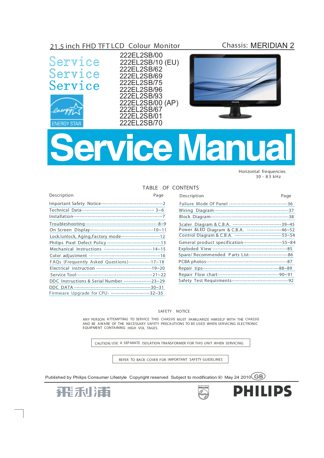 Philips 222EL2SB Schematic