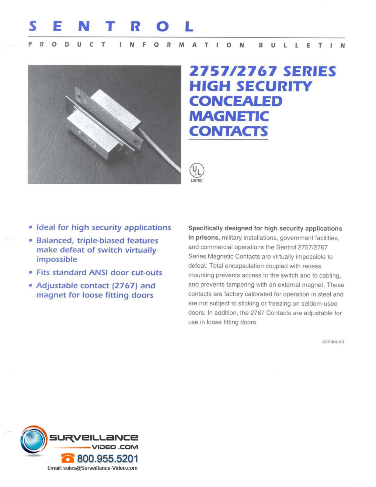 Interlogix 2757D-L Specsheet