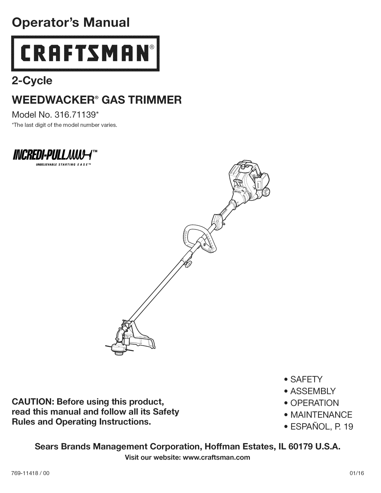 Craftsman 316711390 Owner’s Manual