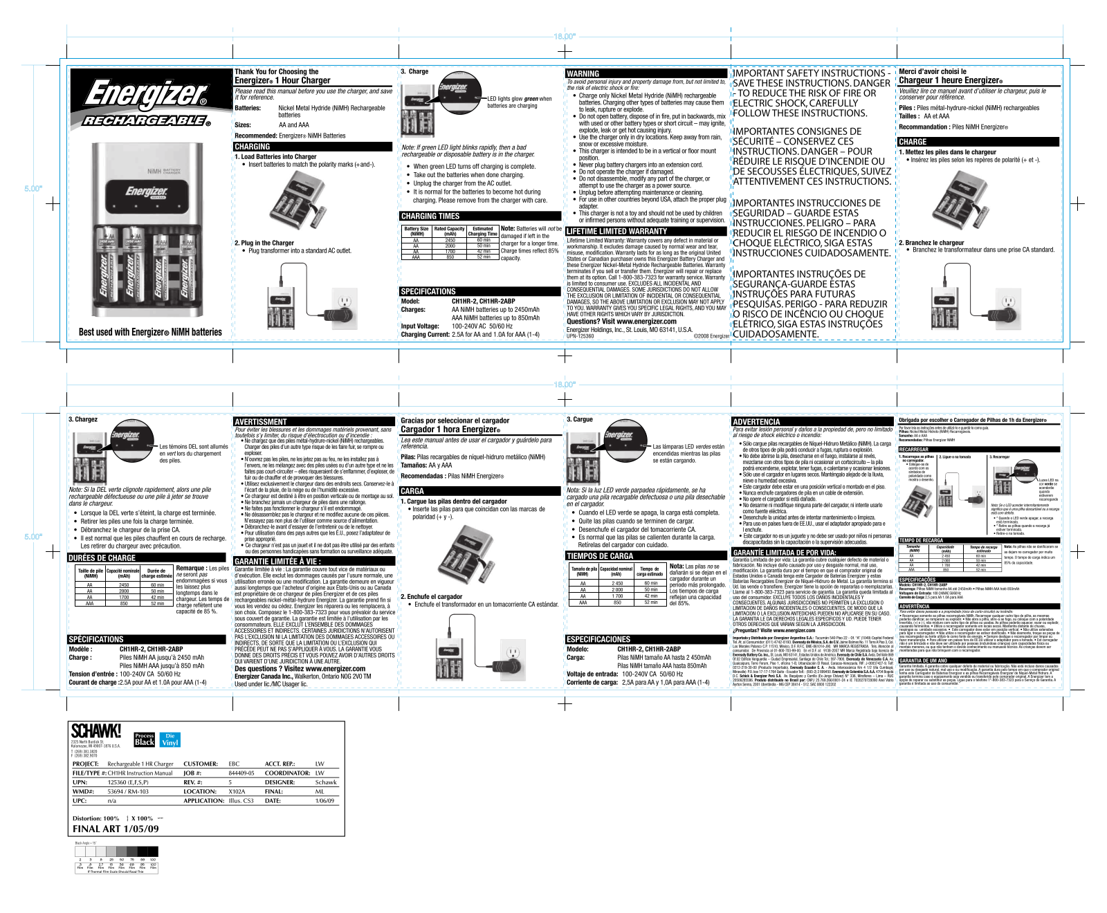 Energizer CH1HR-2, CH1HR-2ABP User Manual