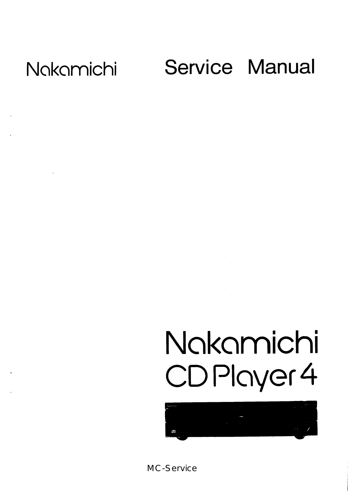 Nakamichi CD Player 4 Service manual