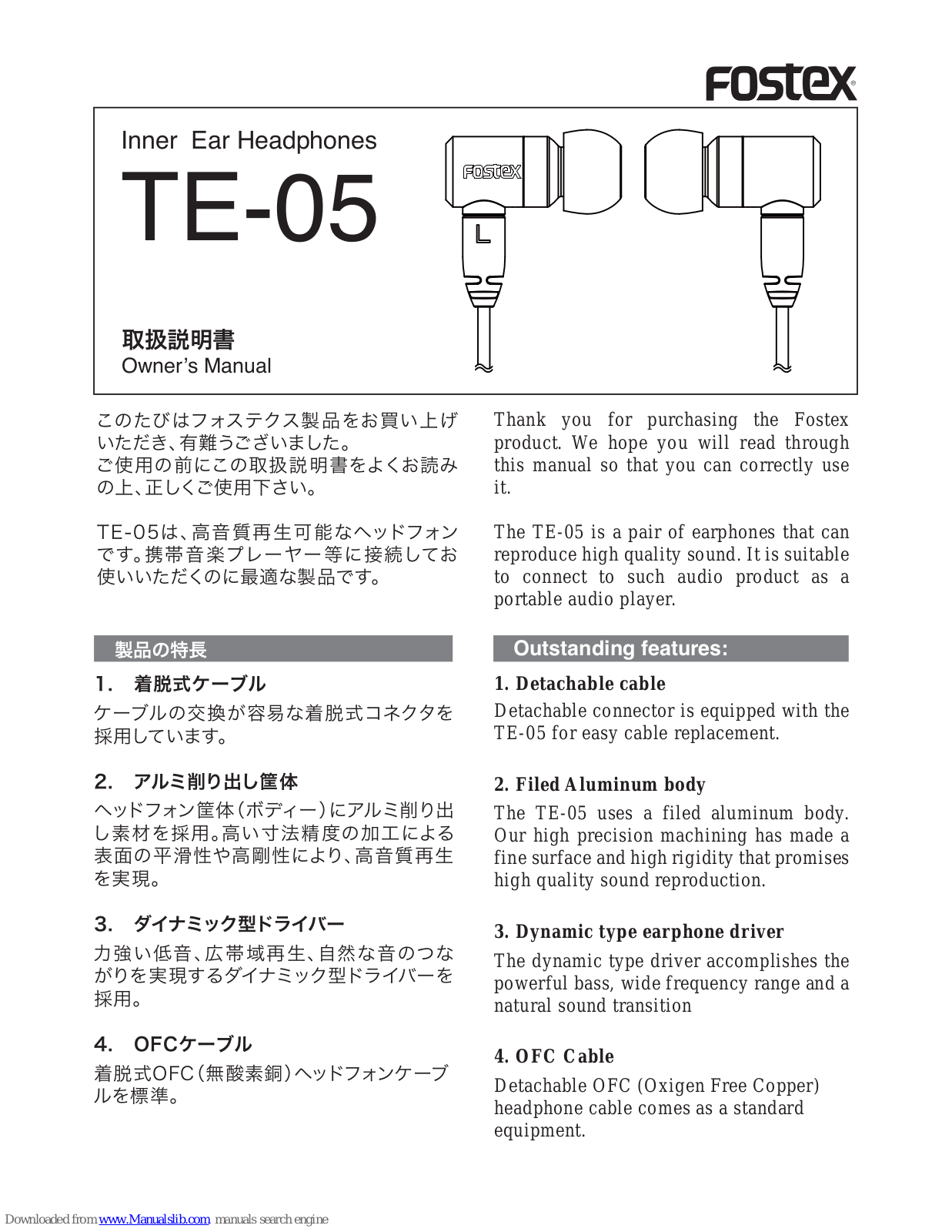 Fostex TE-05 Owner's Manual