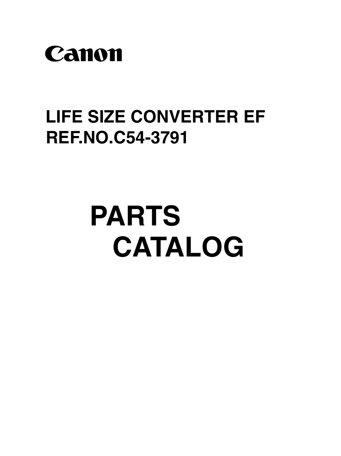 Canon LIFE SIZE CONVERTER EF Parts Catalog