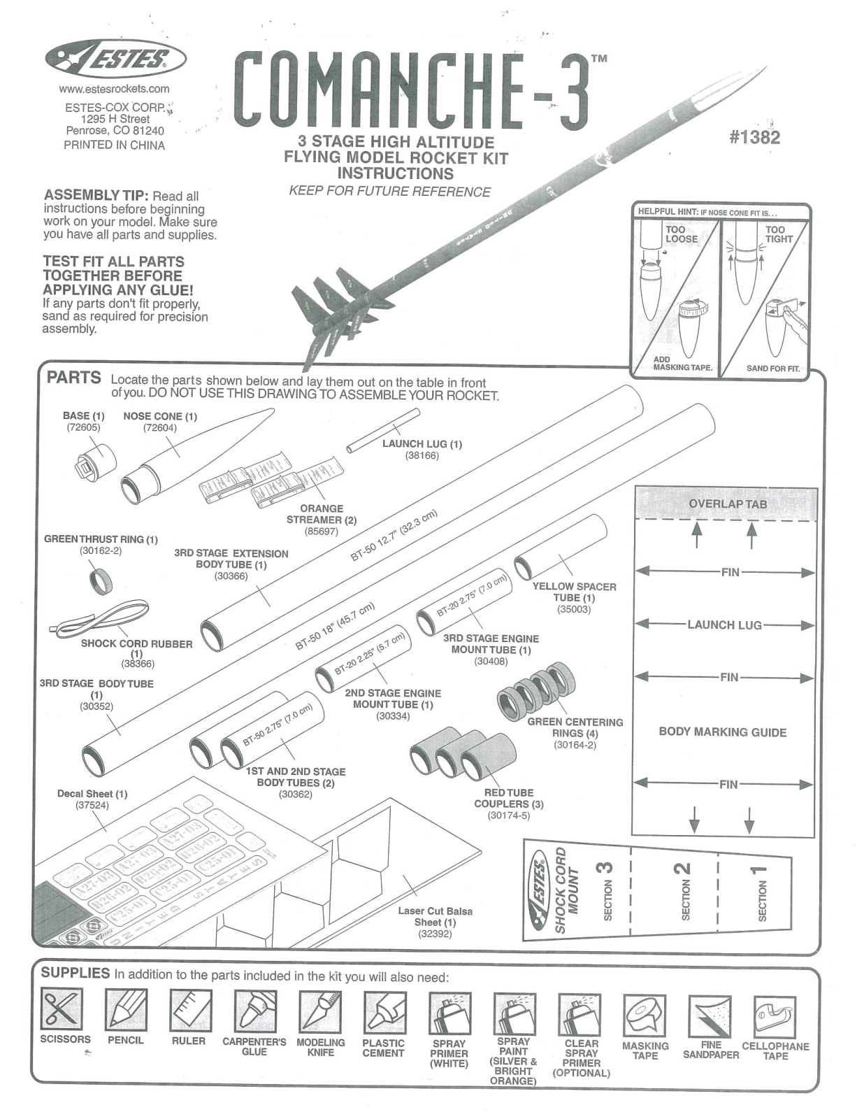 ESTES Comanche 3 User Manual