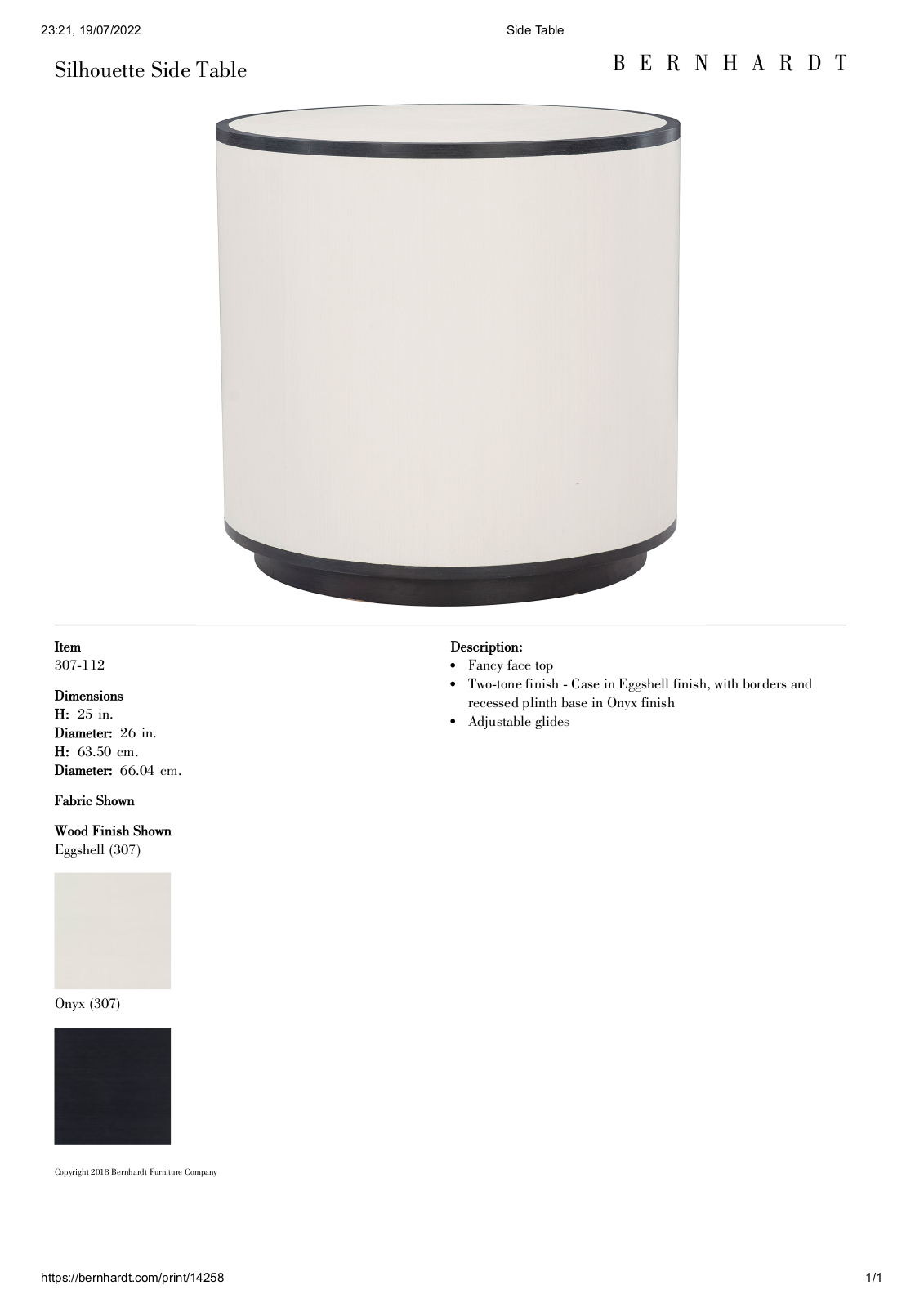Bernhardt BHT13007 Specifications - ManualMachine.com