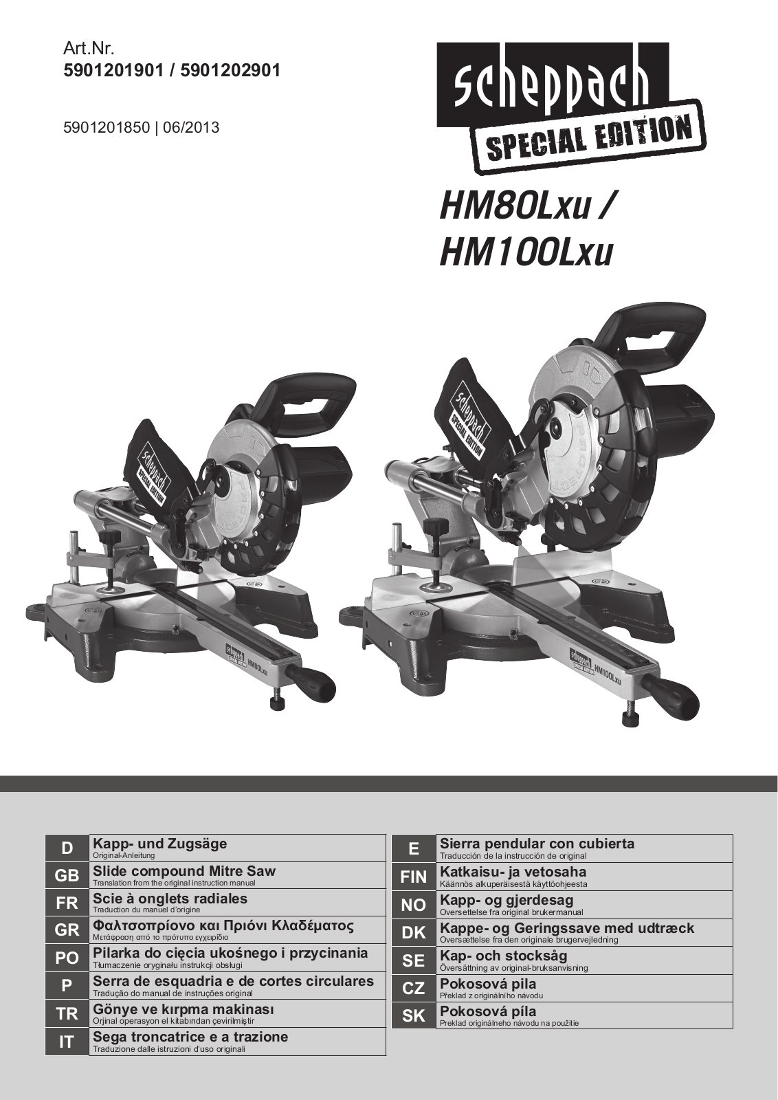 Scheppach HM80L operation manual