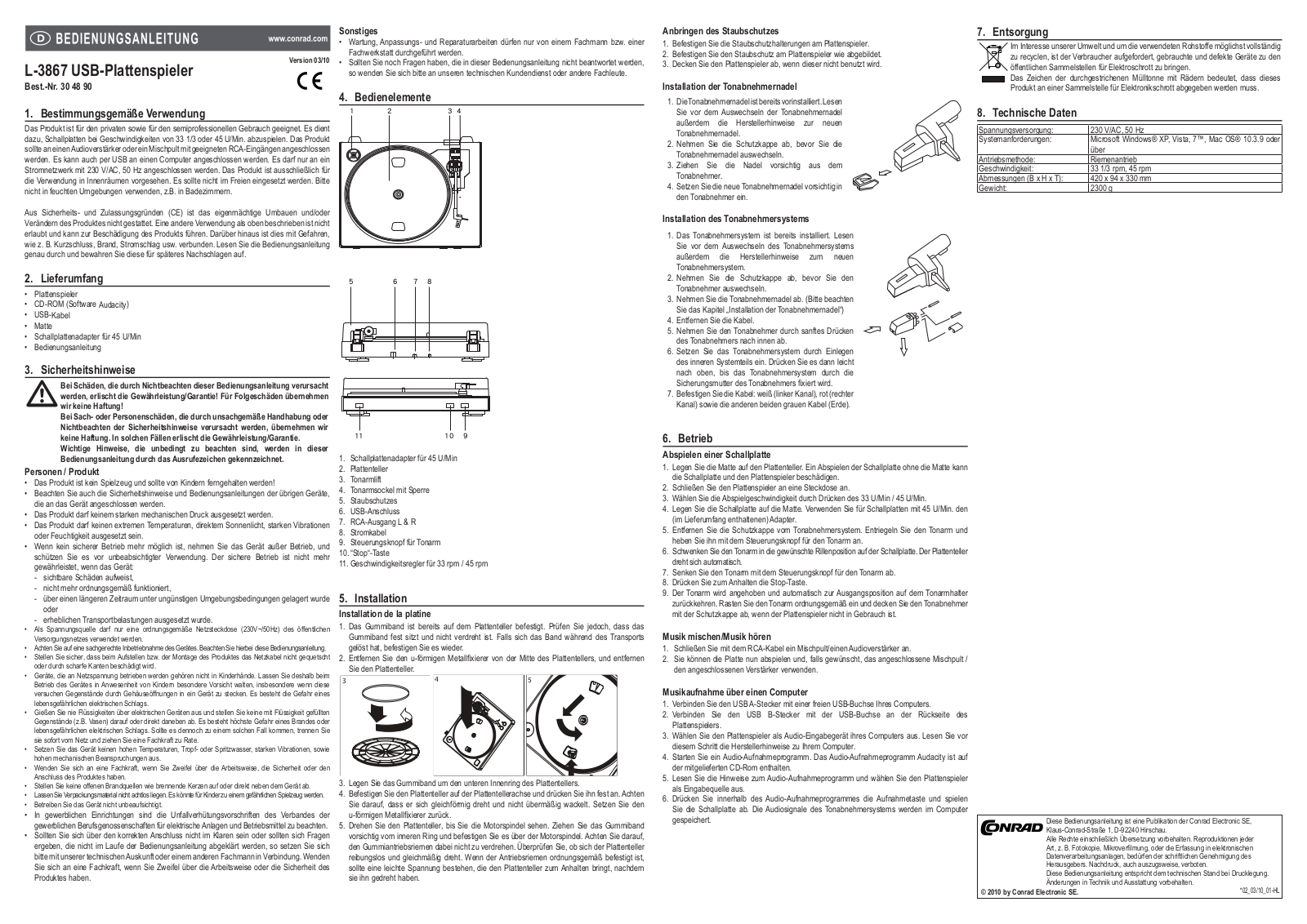 Lenco L-3867USB User manual