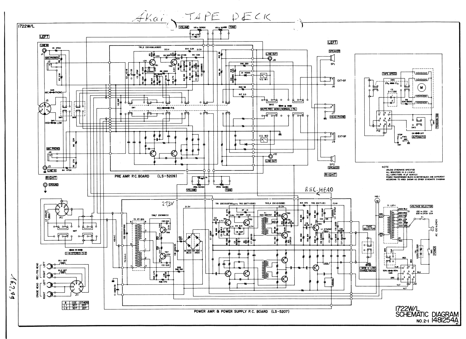 Akai 1722 Schematic