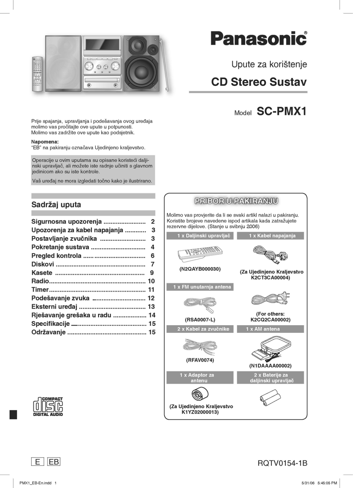 Panasonic SC-PMX1 User Manual