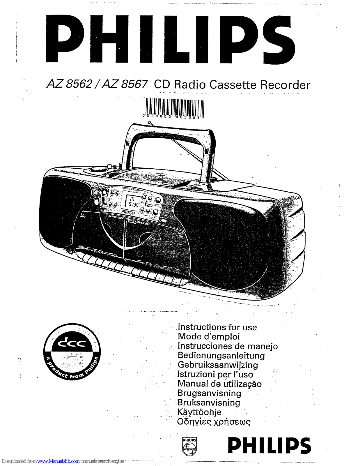 Philips AZ8567/05, AZ8562/05, AZ8562, AZ8567/00, AZ8562/00 Instructions For Use Manual