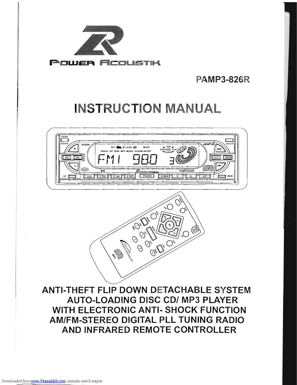 Power Acoustik PAMP3-826R Instruction Manual