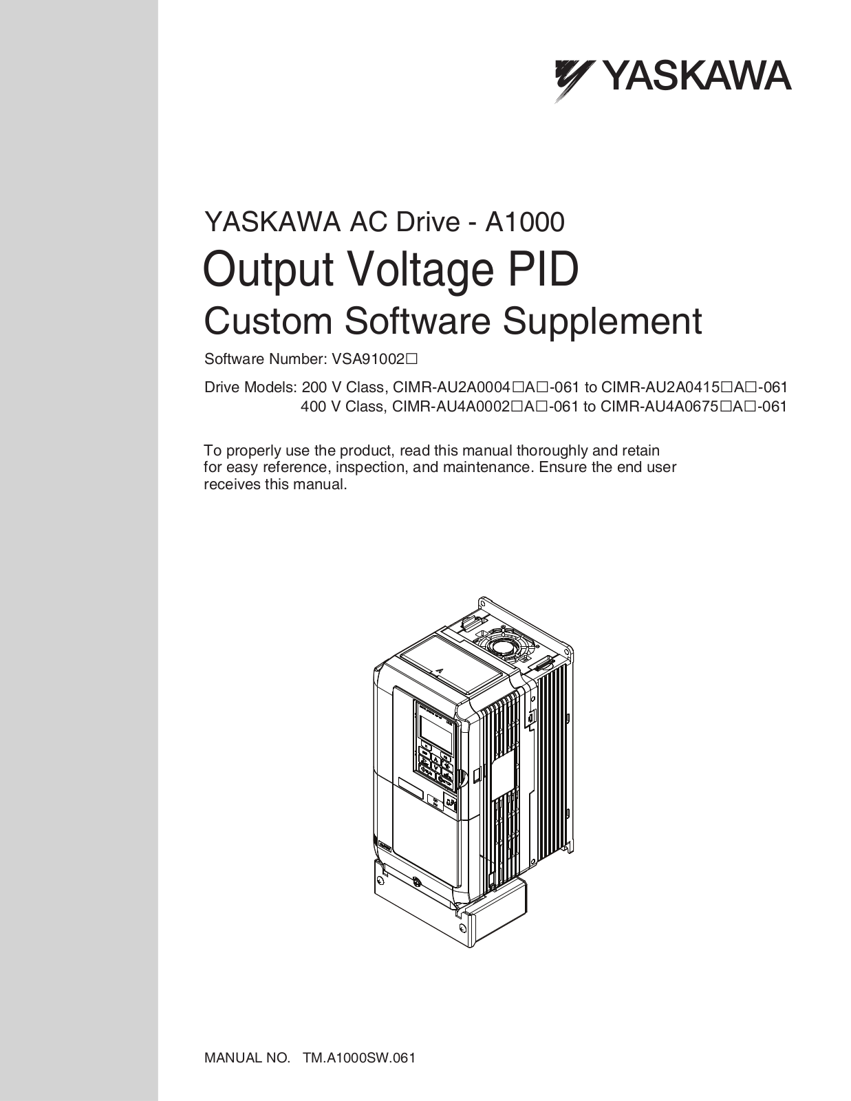 Yaskawa PID A1000 User Manual